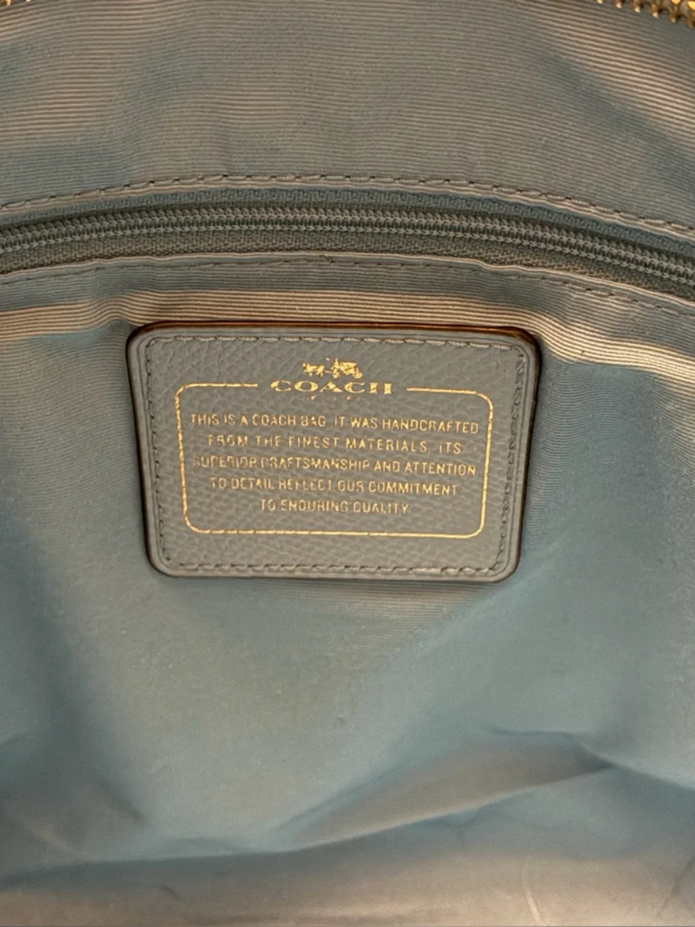 Coach Blue Crossgrain Leather City Zip Top Tote Shoulder Bag - Picture 4 of 5